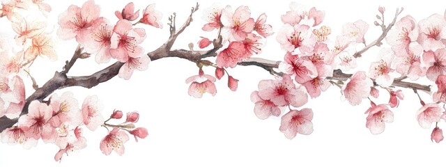 Delicate Cherry Blossoms: A Watercolor Celebration of Spring's Beauty