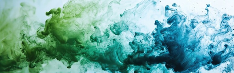 Obraz premium Mesmerizing Fluid Dynamics: An Ethereal Dance of Green and Blue in Abstract Art