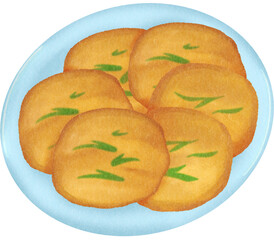 Bindae tteok Korean pancakes on a plate