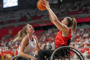 A thrilling moment in wheelchair basketball as players compete for victory in a championship match
