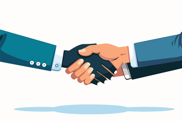 Giant Hands Support Businesspeople Shaking Hands, Representing Online Platform Facilitating B2B Communication, Partnerships, and Profitable Deals