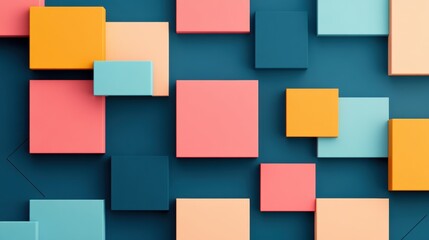A bold geometric background composed of overlapping squares in a vibrant color palette, showcasing a modern and dynamic aesthetic.