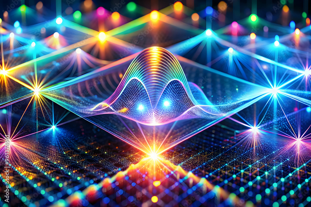 Poster abstract digital network: a mesmerizing visual of interconnectedness, vibrant hues illuminate a netw