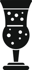 Simple vector icon of a glass with a bubbling drink in it