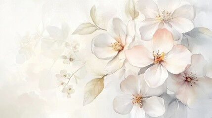 Elegant Watercolor Flowers: A Serene Floral Arrangement with Soft Colors and Delicate Petals