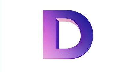 Letter "D" in 3D format on a white background.