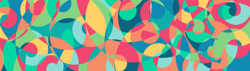 Fototapeta premium Abstract geometric pattern with colorful spiral shapes. Fun colorful abstract backdrop illustration. Random colors.