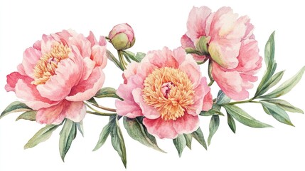 Delicate Watercolor Peonies: A Celebration of Pink Blooms and Natural Elegance