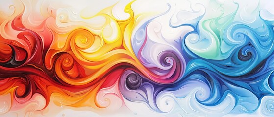 Obraz premium red, yellow, blue, and green hues spiraling in