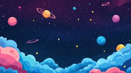 Naklejka premium Explore the cosmos with this vibrant galaxy background featuring stunning constellations and colorful nebulae.