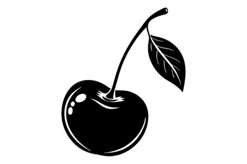 Cherry fruit icon, Cherry silhouette vector
