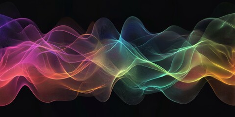 Obraz premium Abstract colorful waves on black background.