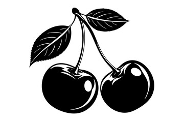 Cherry fruit icon, Cherry silhouette vector