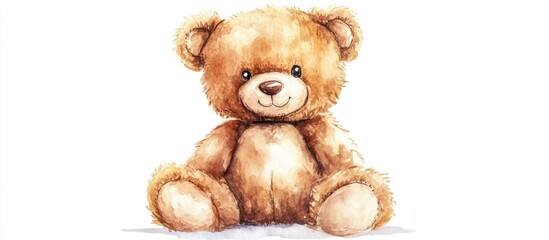 Charming Watercolor Teddy Bear Illustration for Childhood Memories and Joyful Decor