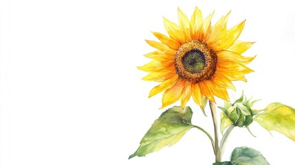 Obraz premium Vibrant Watercolor Sunflower: A Celebration of Nature's Beauty
