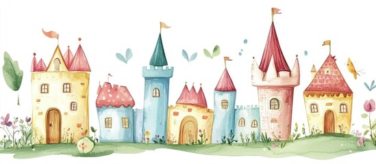 Charming Fairytale Castles in Watercolor: A Whimsical Architectural Wonderland