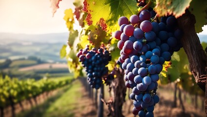 Naklejka premium Fresh ripe purple red Grapes
