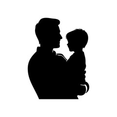 Design with silhouette art, image of a father holding his child, Father's day