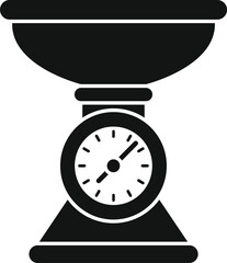 Simple kitchen scale measuring food weight in black and white