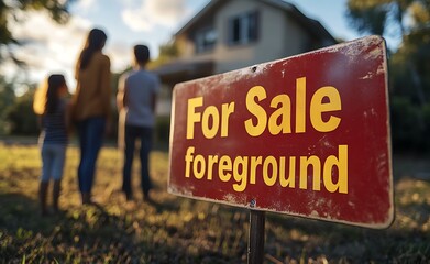 Family Looking at a House for Sale