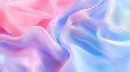 Obraz premium A digitally created abstract featuring soft waves blending pink, blue, and white hues in a flowing, dreamy composition