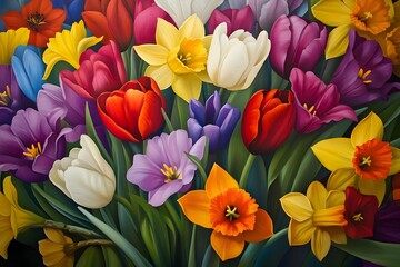 Vibrant and Cheerful Springtime Flowers Decorating a Welcoming Hallway