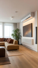 Fototapeta premium Modern Living Room with Efficient Heating and Sleek Design