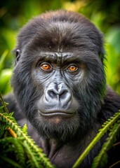 Obraz premium Close-Up of Gorilla in Lush Forest, Wildlife Photography