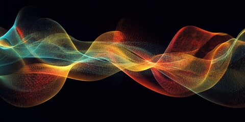 Fototapeta premium Abstract colorful waves on a black background.