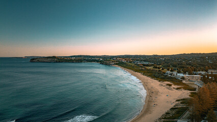 A breathtaking aerial view of Mona Vale Beach in the Northern Beaches of NSW, Sydney, Australia, captured in stunning 4K resolution. 