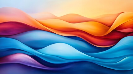 Fototapeta premium An abstract landscape featuring flowing waves of vibrant colors, evoking harmony and tranquility in a creative expression.