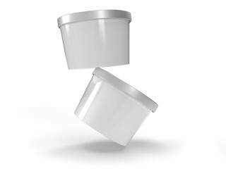 Ice cream buckets realistic blank mockup of food container empty for branding presentation ice cream, food, drink, mayonnaise or yogurt bucket