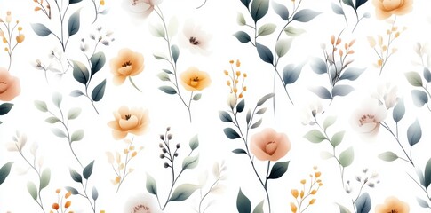 A floral texture featuring hand-drawn wildflowers and leaves in earthy colors