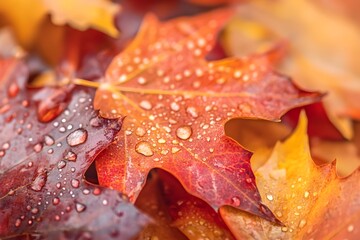Radiant Autumnal Allure Vibrant Dew Kissed Leaves Gracing the Hallway