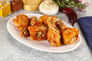 Raw marinated chicken drumstick for cooking