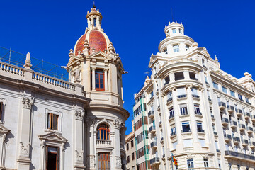 Obraz premium Town Hall building in Valencia Spain. Spanish historic building, showcasing architectural elegance and timeless design
