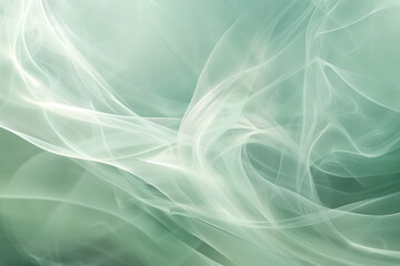 Fototapeta premium Gentle flowing abstract white and mint green wisps creating a soft and peaceful atmosphere, ideal for wellness, spa, or calming interior designs.