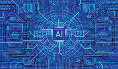 CPU Chip on Motherboard. Central Computer Processors CPU concept. Quantum computer large data processing database concept. Futuristic microchip processor. AI chip background with circuit light. 