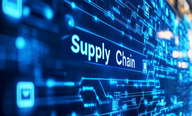 Supply Chain Management - SCM concept banner with icons and a description of them. Aspects of Modern Company Logistics Processes. Business Challenges Design. Supply Chain Management - SCM illustration