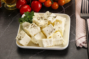 Greek traditional Feta cheese cubes
