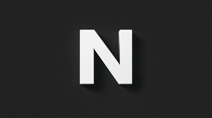 Isolated volumetric letter "N" on white background, black