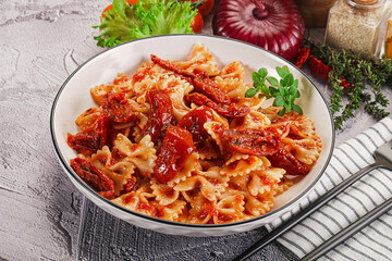 Italian pasta with dry tomato