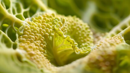  A tight shot of a broccoli plant teeming with numerous green sprouts