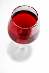 Wine glass with red wine inside