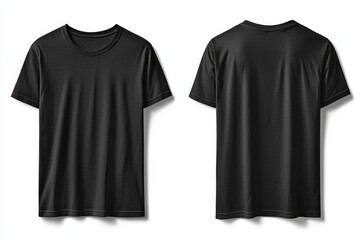 Black Tshirt Mockup Front and Back Isolated created with Generative AI