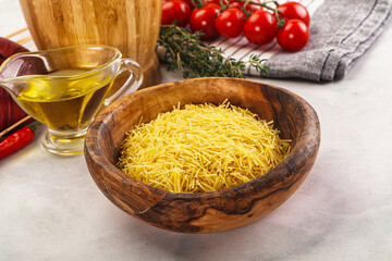 Raw dry Italian pasta Vermicelli