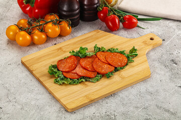 Spanish salami cured chorizo sausage