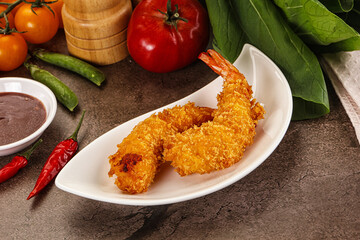 Crispy breaded golden fried prawns