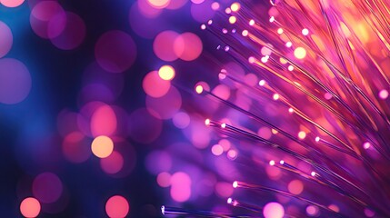 A vibrant display of colorful lights and fibers creating a dreamy abstract background.