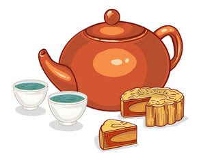 Mid Autumn Festival with Moon cake and Chinese tea